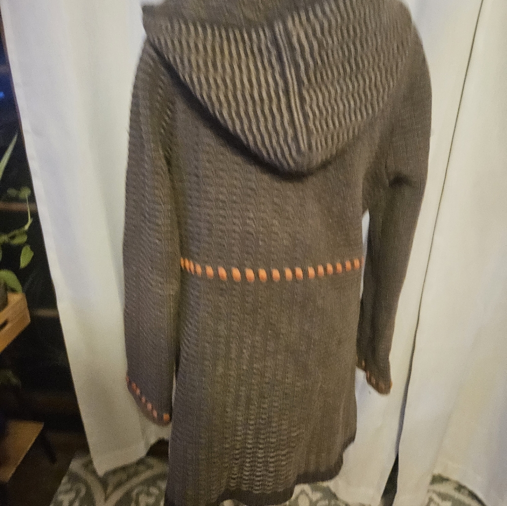 Cabi Sage Green Floral Crochet Hooded Zip Front Sweater Y2K Size M - Picture 3 of 5